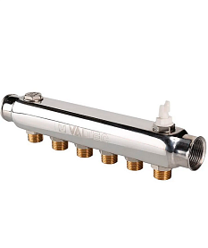 Коллектор из нерж. стали, с м-о расст вых. 100мм, 1"х 6 вых. 1/2" нар